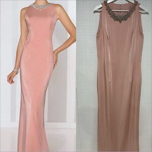 Cameron Blake embellished long formal gown light pink size 12